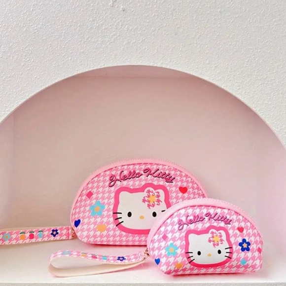 Hello Kitty Two-Piece Set Sanrio Japanese Cute Cosmetic Bag Storage Bag - Picture 3 of 12